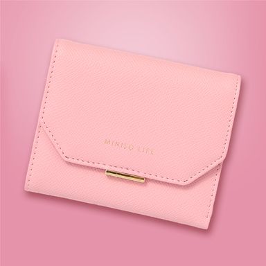 Cartera Corta para Mujer Basica Tipo Piel Granulada Serie Miniso Rosa
