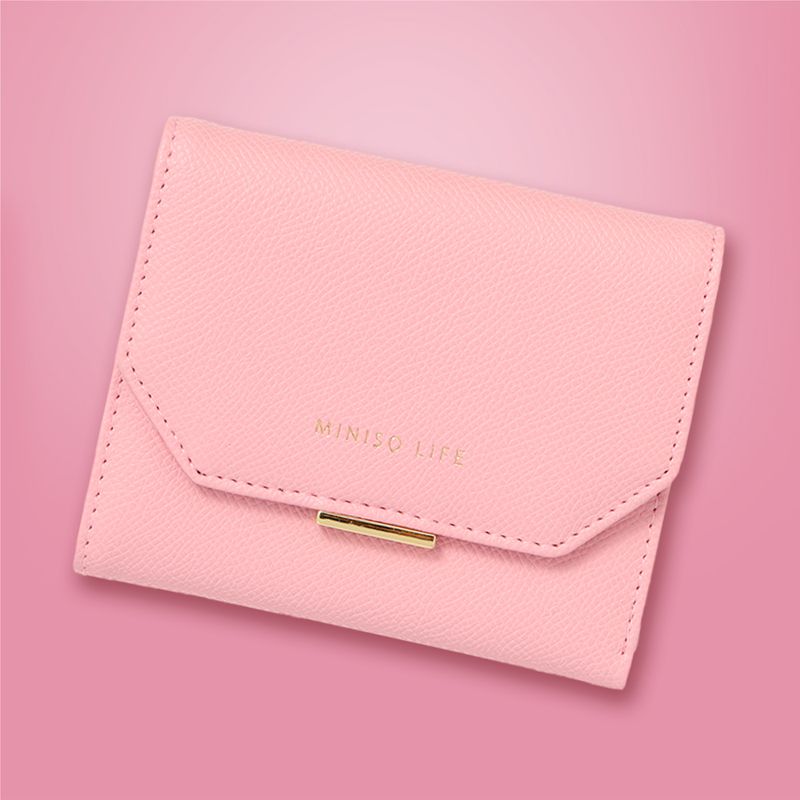 Cartera-Corta-para-Mujer-Basica-Tipo-Piel-Granulada-Serie-Miniso-Rosa-2-24745