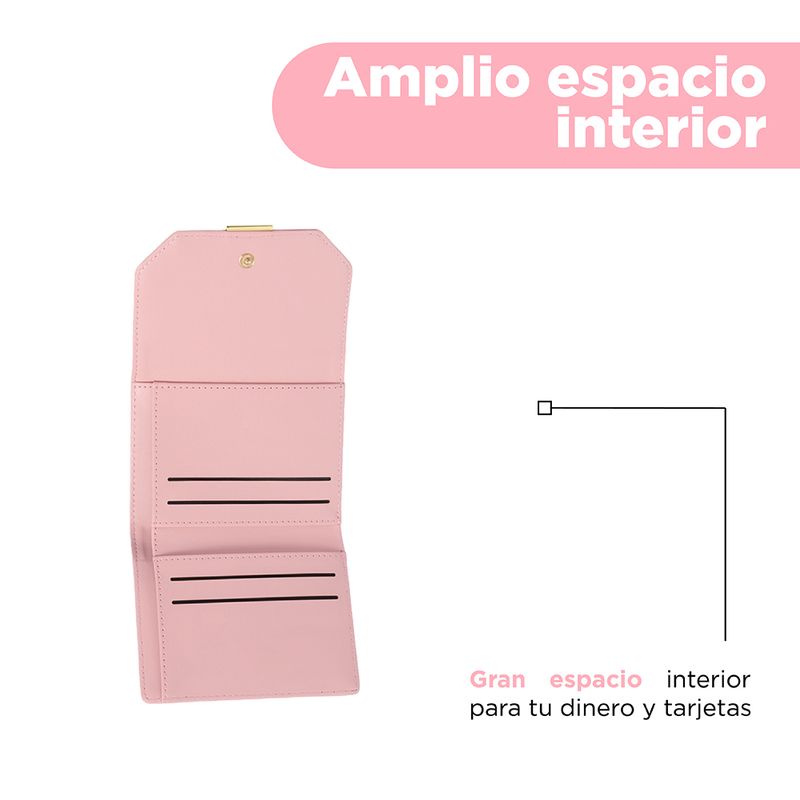 Cartera-Corta-para-Mujer-Basica-Tipo-Piel-Granulada-Serie-Miniso-Rosa-4-24745