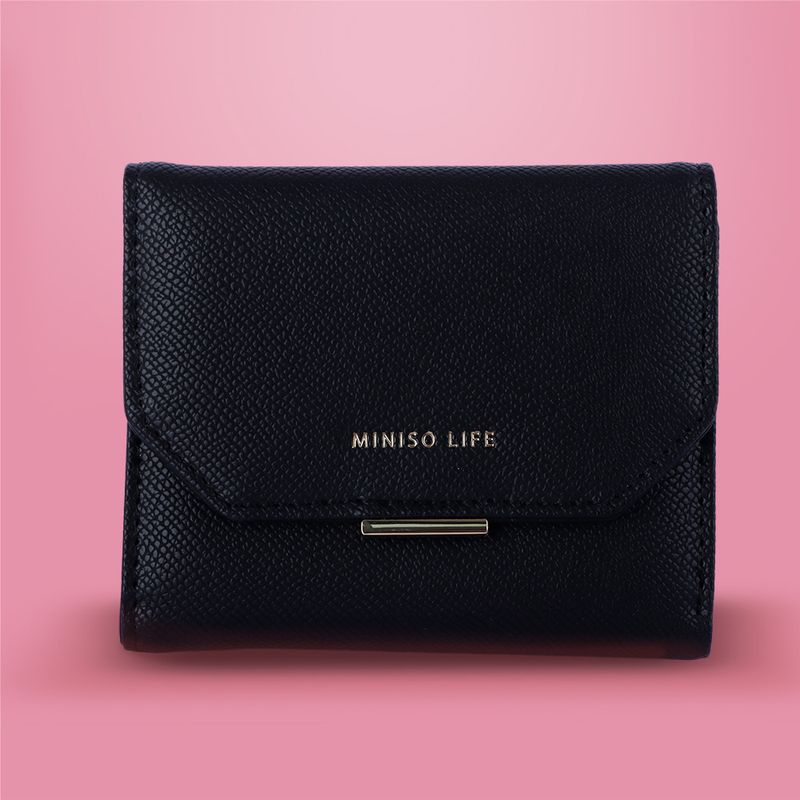 Cartera-Corta-para-Mujer-Basica-Tipo-Piel-Granulada-Serie-Miniso-Negro-2-24746