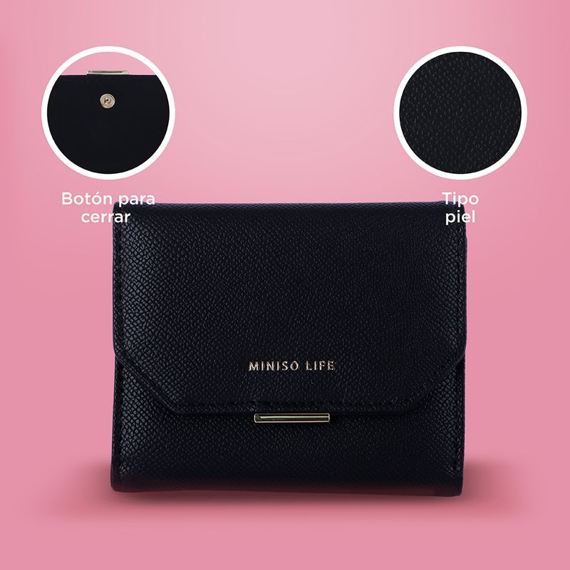 Cartera-Corta-para-Mujer-Basica-Tipo-Piel-Granulada-Serie-Miniso-Negro-5-24746