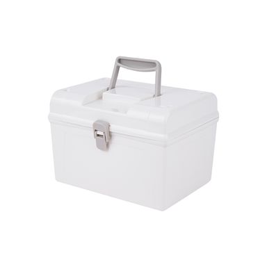 Organizador Plastico con Tapa Abatible y Asa Blanco