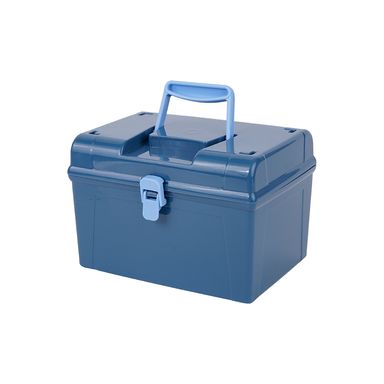 Organizador Plastico con Tapa Abatible y Asa Azul