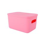Organizador-Plastico-de-Almacenamiento-con-Tapa-Serie-Rainbow-L-Rosa-1-24581