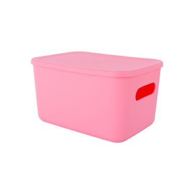 Organizador Plastico de Almacenamiento con Tapa Serie Rainbow L Rosa