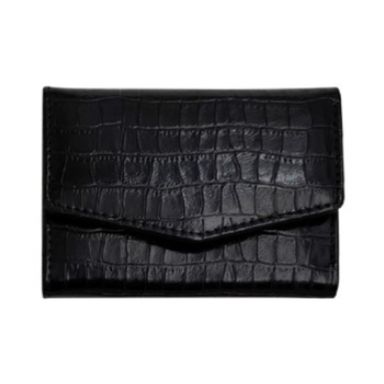 Cartera Corta para Mujer Tipo Piel de Cocodrilo Glossy Negro