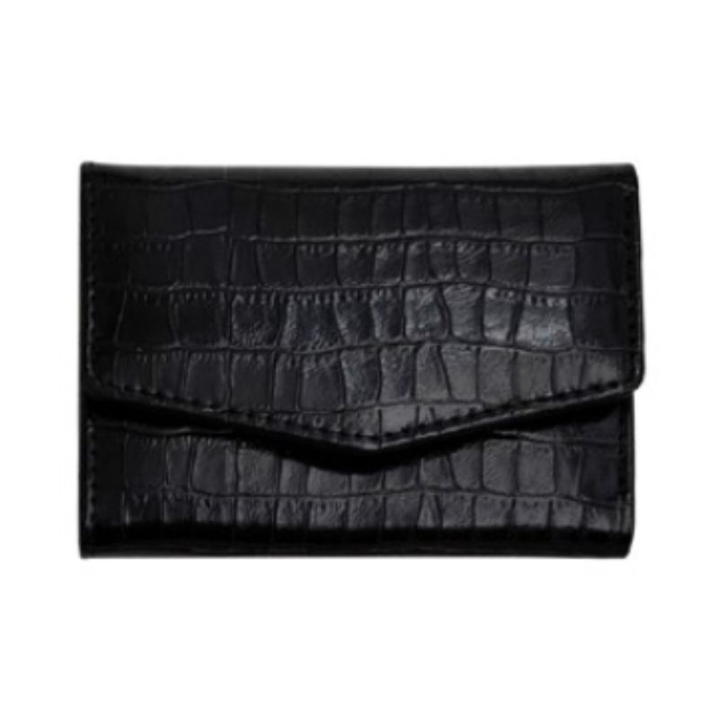 Cartera-Corta-para-Mujer-Tipo-Piel-de-Cocodrilo-Glossy-Negro-1-24695