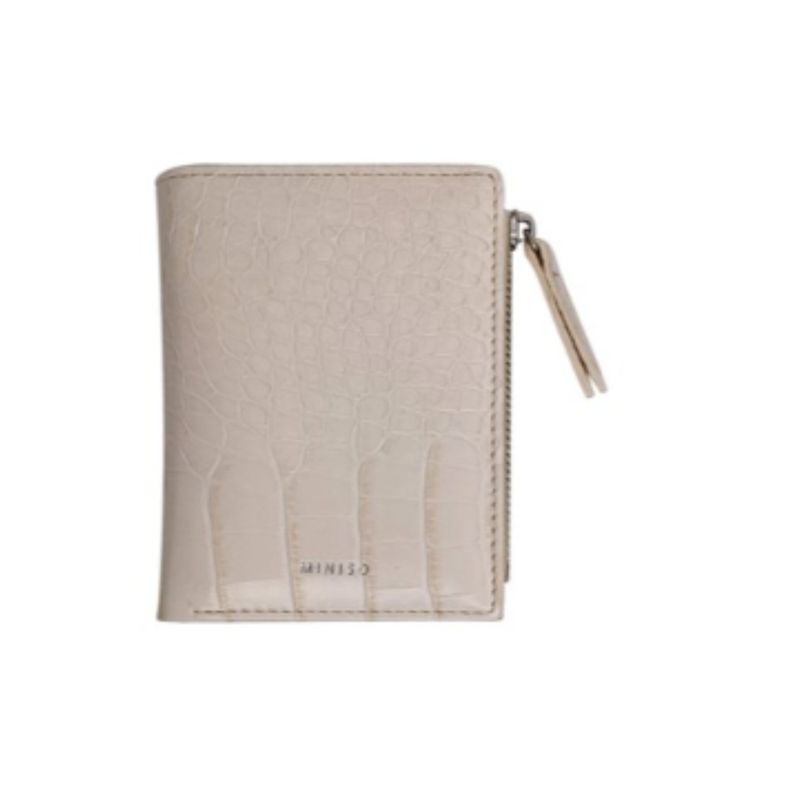 Cartera-Corta-con-Cierre-para-Mujer-Tipo-Piel-Cocodrilo-Glossy-Beige-1-24699
