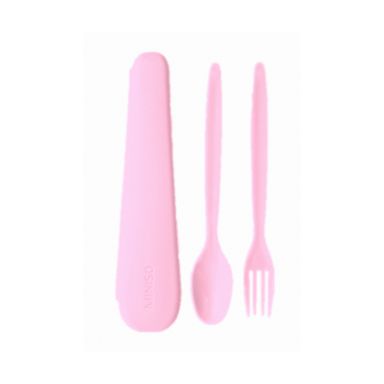Juego de Cubiertos Portatil Cuchara y Tenedor Rosa