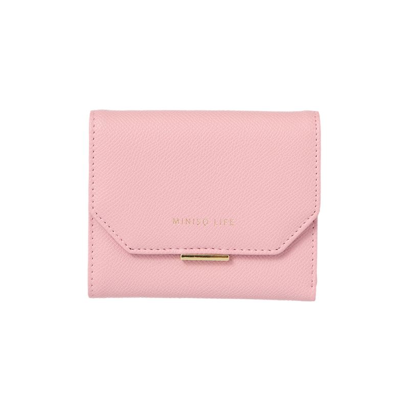 Cartera-Corta-para-Mujer-Basica-Tipo-Piel-Granulada-Serie-Miniso-Rosa-1-24745