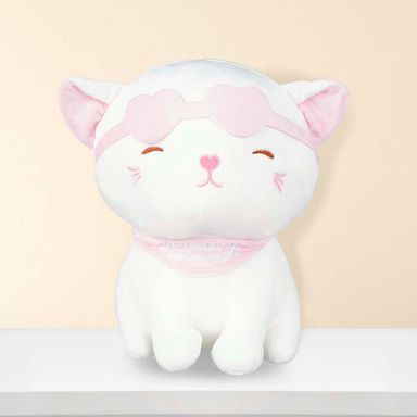 Peluche Gatito, Con Antifaz, Pequeño, Blanco