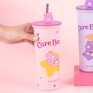 Vaso de Acero Inoxidable con Pitillo 800Ml Serie Care Bears Rosa