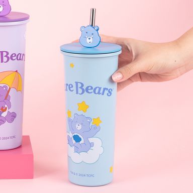 Vaso de Acero Inoxidable con Pitillo 800Ml Serie Care Bears Azul