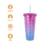 Vaso-de-Plastico-Brillante-con-Correa-680-Ml-Rosa-y-Azul-3-25038
