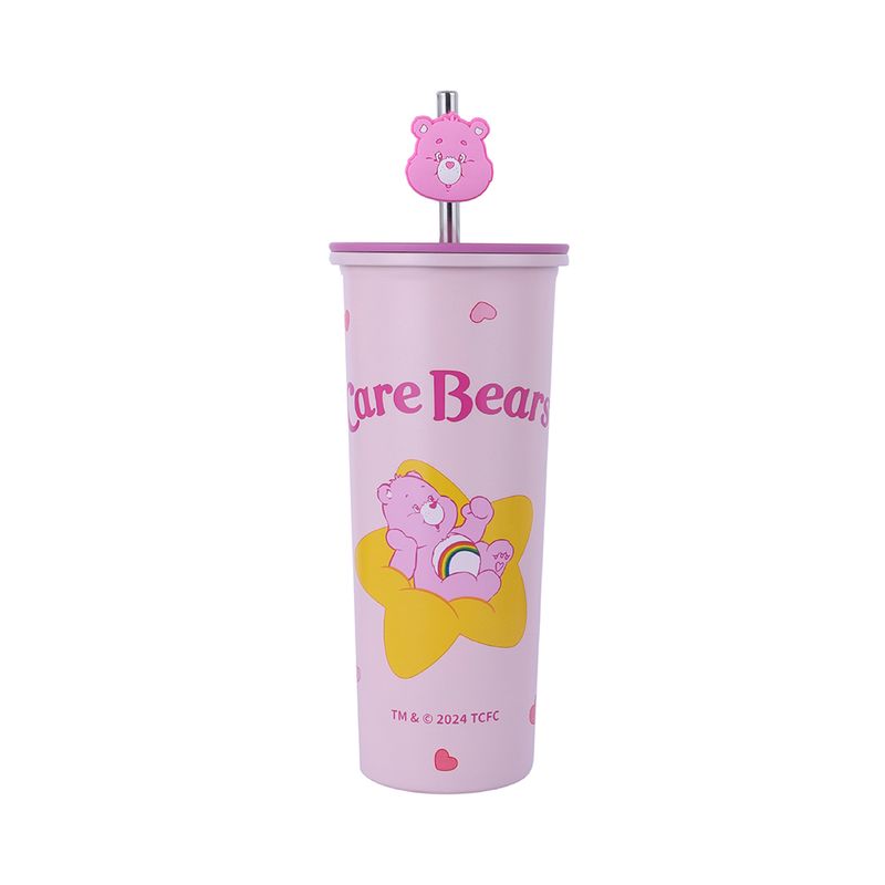 Vaso-de-Acero-Inoxidable-con-Pitillo-800Ml-Serie-Care-Bears-Rosa-1-24961