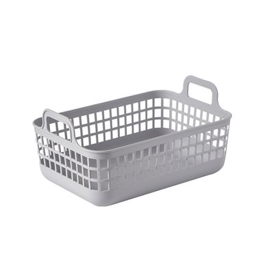 Organizador Plastico Cesta de Almacenamiento sin Tapa con Asa M Gris