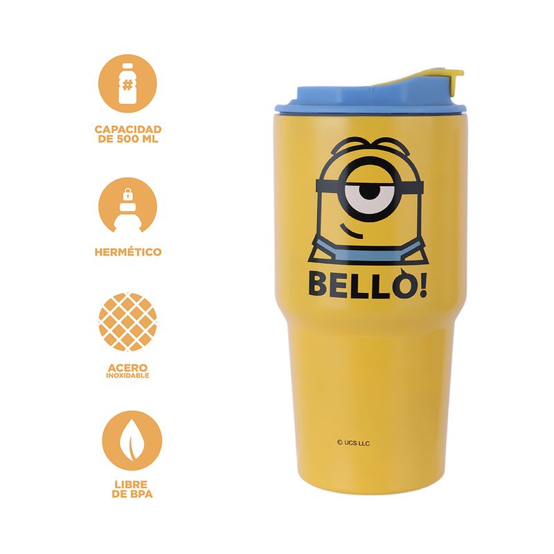 Vaso-de-Acero-Inoxidable-con-Correa-500-Ml-Serie-Minions-Amarillo-3-25098