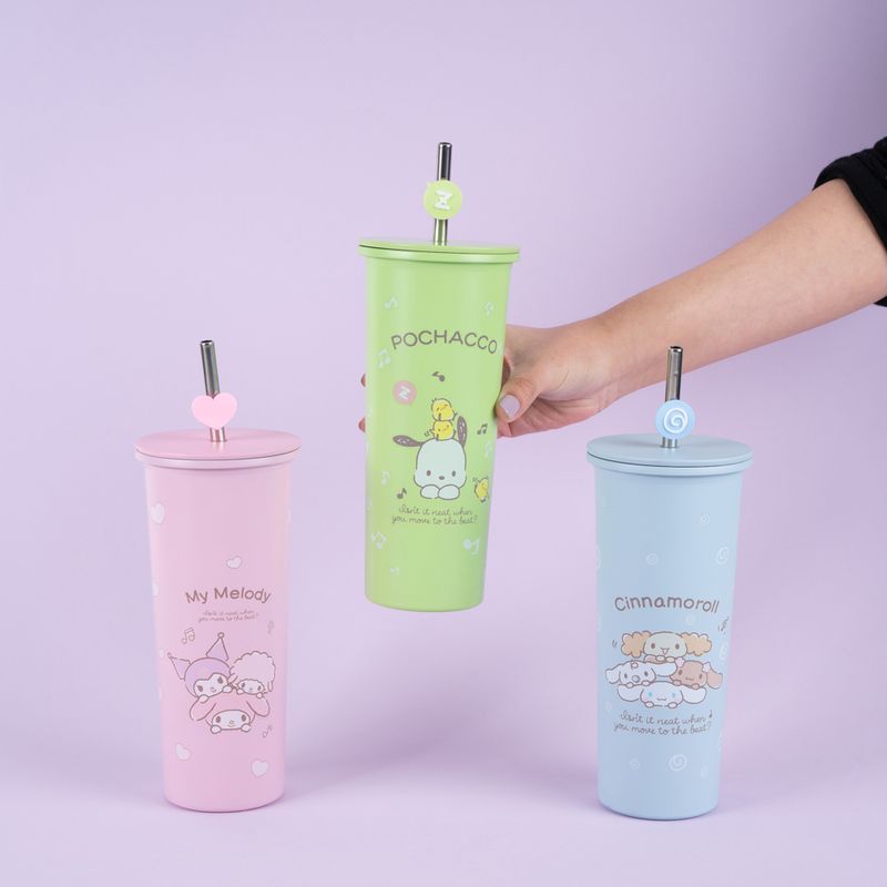 Vaso-de-Acero-con-Pitillo-Pochacco-800Ml-Serie-Sanrio-Verde-2-25376