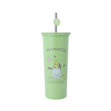 Vaso de Acero con Pitillo Pochacco 800Ml Serie Sanrio Verde