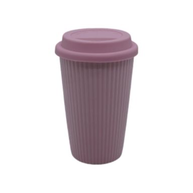 Taza de Ceramica con Tapa 400 Ml Rosa