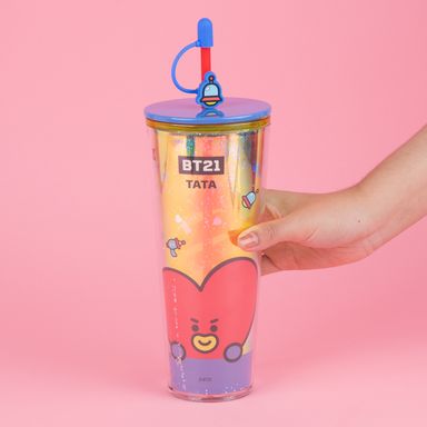 Vaso de Plastico con Pitillo 800 Ml Tata Colección BT21