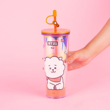 Vaso de Plastico con Pitillo 800 Ml Rj Colección BT21