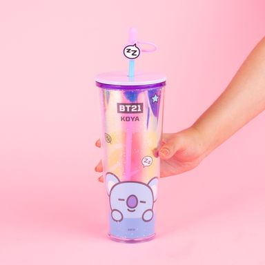 Vaso de Plastico con Pitillo 800 Ml Koya Colección BT21