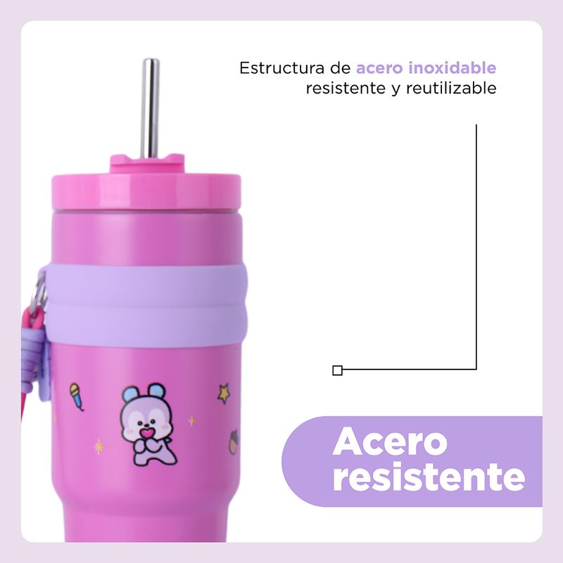 Termo-de-Doble-Pared-con-Funda-y-Pitillo-900-Ml-Mang-Serie-Bt21-Rosa-6-25494