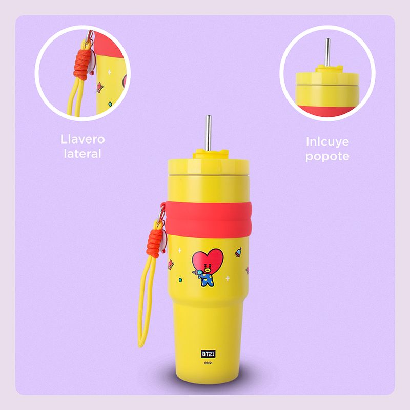 Termo-de-Doble-Pared-con-Funda-y-Pitillo-900-Ml-Tata-Serie-Bt21-Amarillo-5-25496