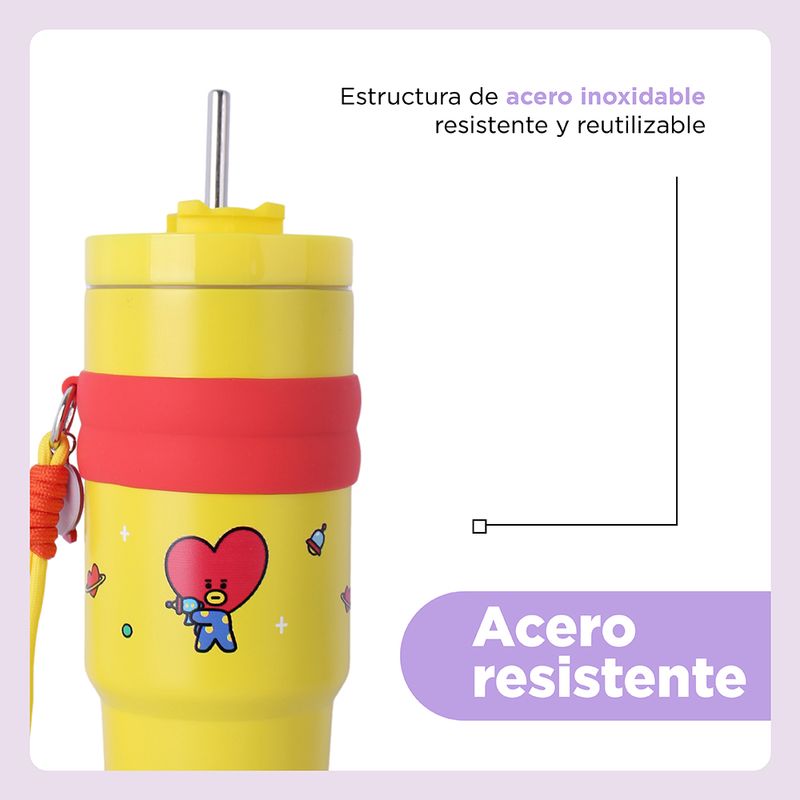 Termo-de-Doble-Pared-con-Funda-y-Pitillo-900-Ml-Tata-Serie-Bt21-Amarillo-6-25496