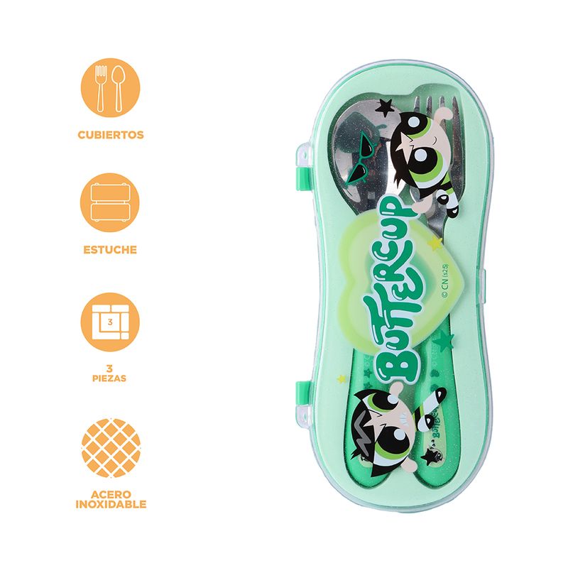 Juego-de-Cubiertos-Tenedor-y-Cuchara-Serie-Las-Chicas-Super-Poderosas-Verde-4-25513