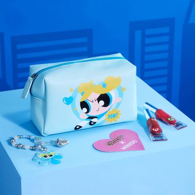 Cosmetiquera de Corazon Serie Las Chicas Super Poderosas Azul Claro