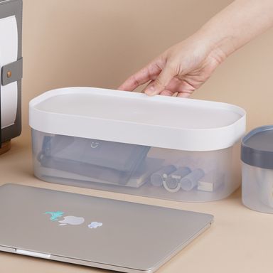 Organizador Plastico Grande de Almacenamiento Serie Silver Gray Gris Claro