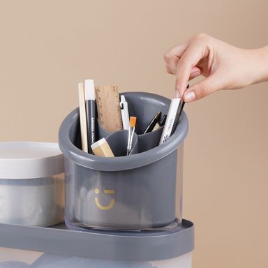 Organizador Plastico de Almacenamiento 3 Compartimentos Serie Silver Gray Gris Oscuro