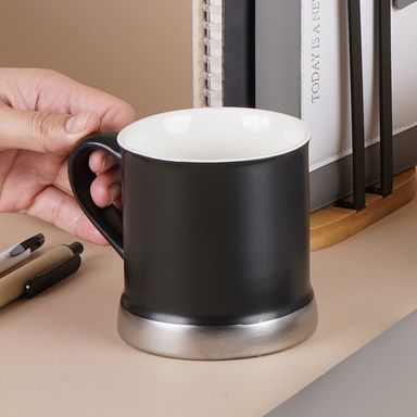 Taza de Ceramica 360 Ml  Serie Silver Grey Negro