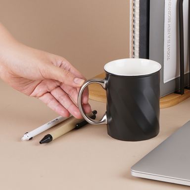 Taza de Ceramica 310 Ml Serie Silver Grey Negro