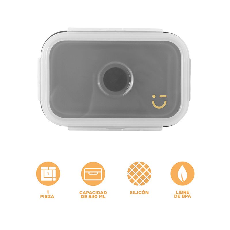 Contenedor-de-Alimentos-Plegable-de-Silicona-540-Ml-Serie-Silver-Grey-Negro-5-25943