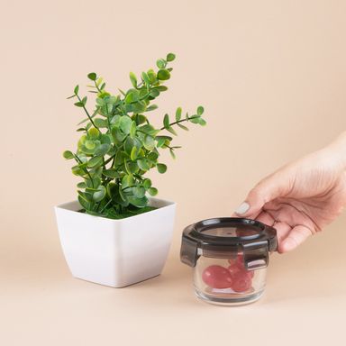 Mini Recipiente para Alimentos de Vidrio 150 Ml Serie Silver Grey