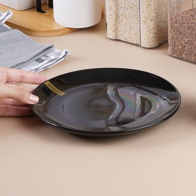 Plato de Ceramica Serie Silver Grey Negro