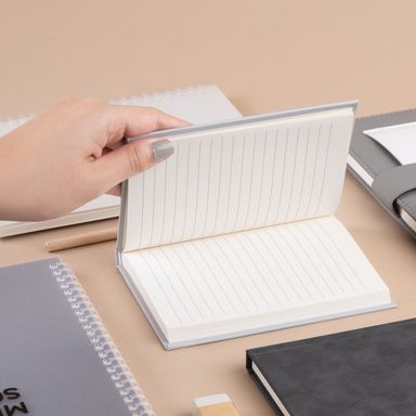 Cuaderno A6 de Tapa Dura con Purpurina 80 Hojas Serie Silver Gray