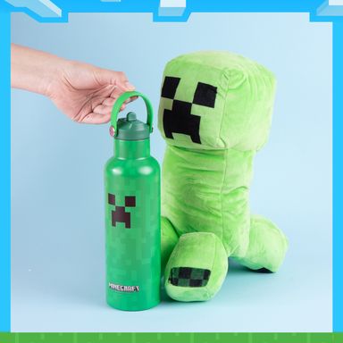 Botella de Acero Doble Pared con Asa 750 Ml Creeper Serie Minecraft