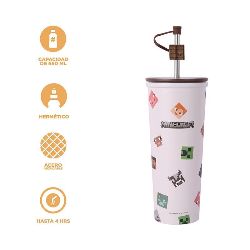 Vaso-de-Acero-Doble-Pared-con-Pitillo-650-Ml-Serie-Minecraft-Blanco-3-25989