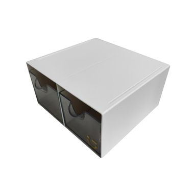 Organizador Plastico Grande de 2 Cajones Serie Silvery Gray Gris Claro