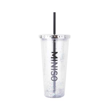 Vaso Plastico con Pitillo 720 Ml Serie Silver Grey