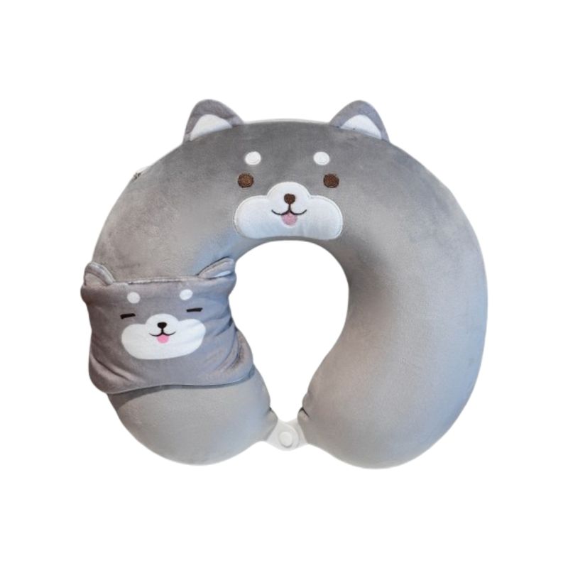 Almohada-para-Viaje-de-Espuma-Viscoelastica-con-Antifaz-Shiba-Inu-Serie-Miniso-1-25887