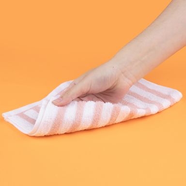 Toalla Infantil para Baño de Algodon con Rayas Serie Miniso Rosa