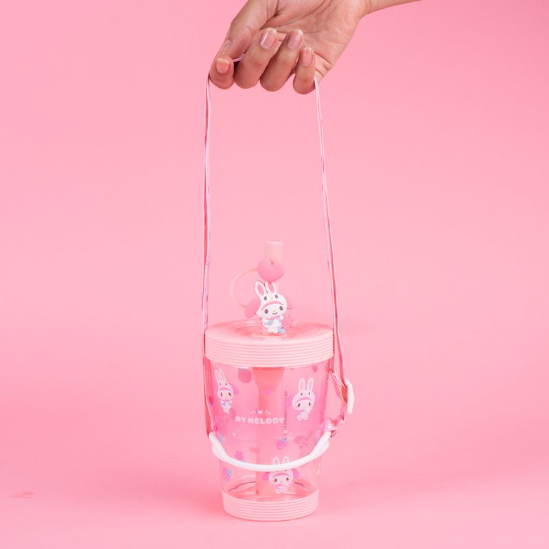 Vaso-Plastico-con-Correa-para-el-Hombro-de-535-Ml-My-Melody-Serie-Sanrio-Rosa-2-26593