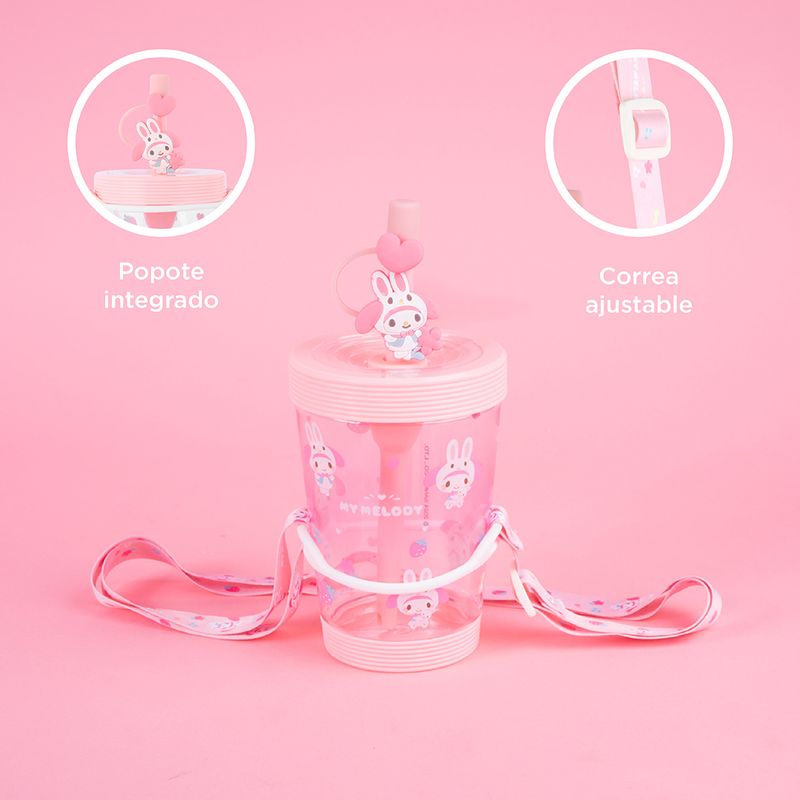 Vaso-Plastico-con-Correa-para-el-Hombro-de-535-Ml-My-Melody-Serie-Sanrio-Rosa-6-26593