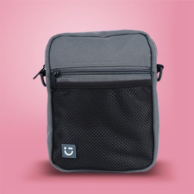 Bolso Crossbody con Bolsa Frontal de Red Serie Miniso Gris