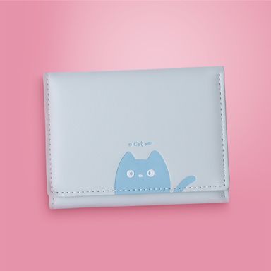Cartera con Estampa de Gato Serie Miniso Azul Claro